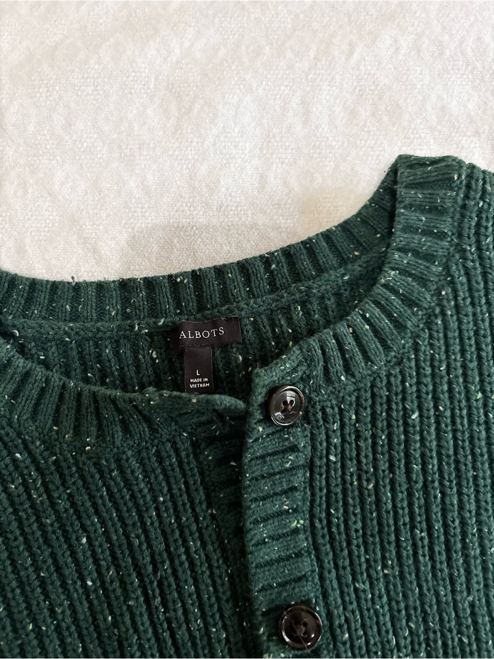 Talbots Dark Green Ribbed Button-Front Cardigan - Picture 3 of 7